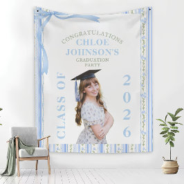 Tapete De Parede Blue Bow Floral Graduation