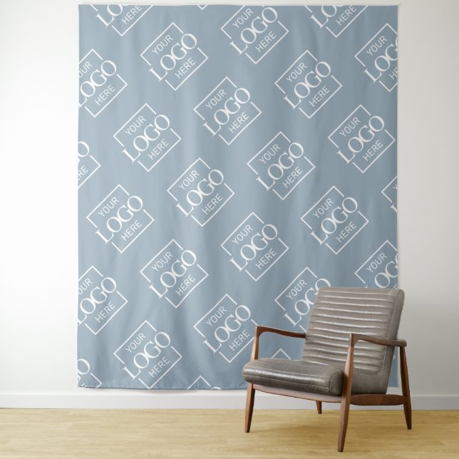 Tapete De Parede Blue Business Logo Pattern Trade Show Backdrop (In Situ)