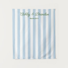Tapete De Parede Blue Cabana Stripe Personalized Wedding