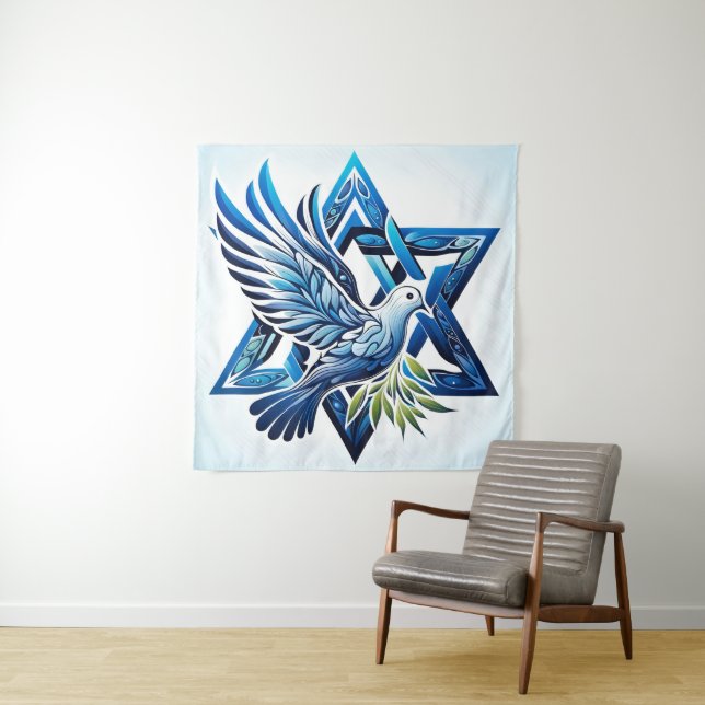 Tapete De Parede Blue Dove e Star of David Peace (In Situ)