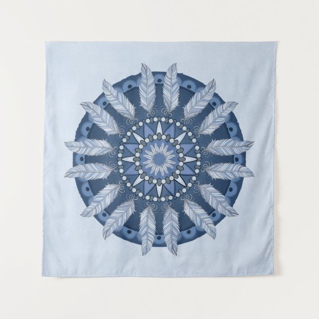 Tapete De Parede Blue Feather Mandala (Frente)
