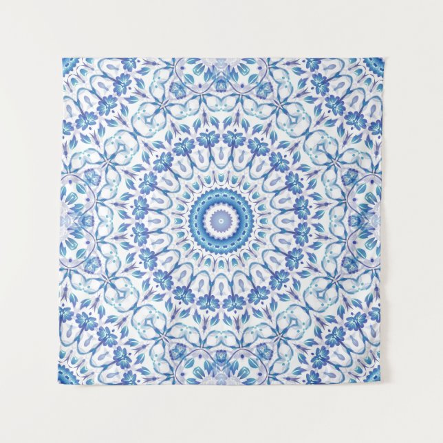 Tapete De Parede Blue Floral Mandala (Frente)