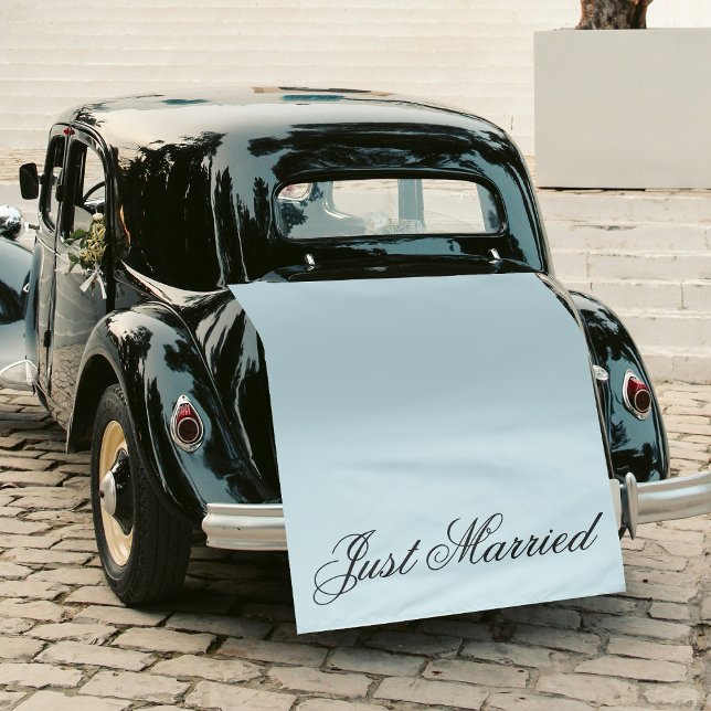 Tapete De Parede Blue Just Married Fabric Car Wedding Banner Sign (Blue Just Married Fabric Car Wedding Banner Sign Tapestry)