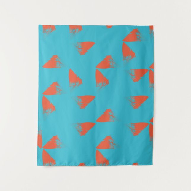 Tapete De Parede Blue, orange, vibrant, trendy geometric pattern (Frente)