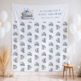Tapete De Parede Blue Storybook Baby Shower Backdrop