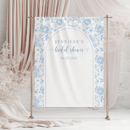 Tapete De Parede Blue Toile Porcelain Floral Bridal Shower Backdrop