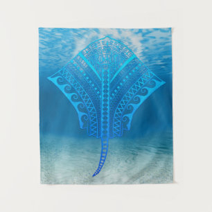 Tapete De Parede Blue Tribal Stingray
