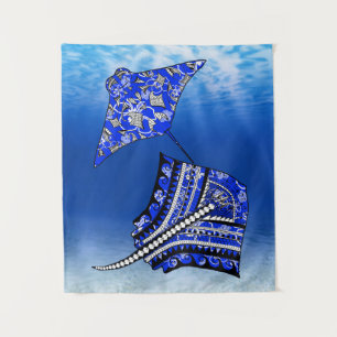 Tapete De Parede Blue Tribal Stingrays