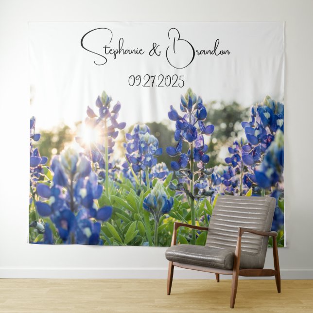 Tapete De Parede Bluebonnets Blue Floral Texas Weding Booth (In Situ (Horizontal))
