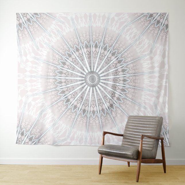 Tapete De Parede Blush Cinza Neutro Boêmio Mandala (In Situ (Horizontal))