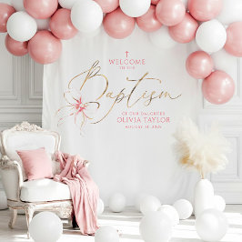 Tapete De Parede Blush Pink Bow Girl Baptism Photo Backdrop Welcome