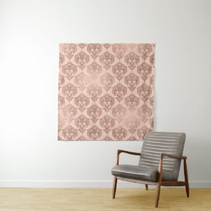Tapete De Parede Blush Rosa Dourado Rosa Glamour Moderno Damask