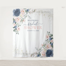 Tapete De Parede Blush Rosa Floral Azul Poento Cabine de Fotos de C