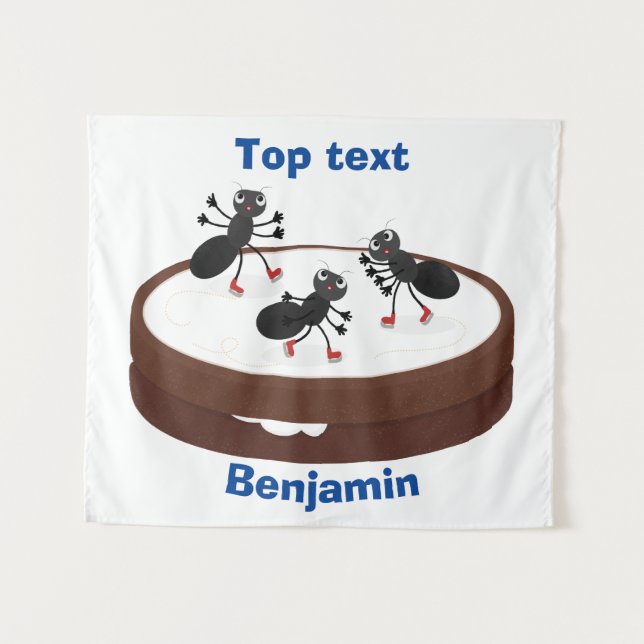 Tapete De Parede Boas formigas patinando em desenho de biscoito (Frente (Horizontal))