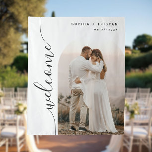 Tapete De Parede Boas-vindas ao casamento de fotos com script verti