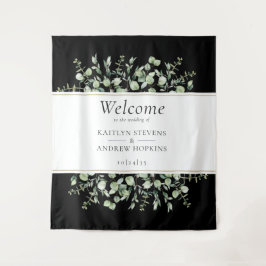 Tapete De Parede Boas-vindas ao Casamento Eucalyptus Negro