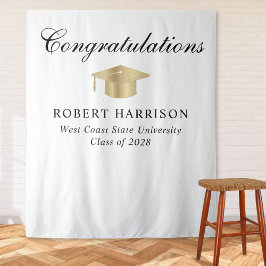 Tapete De Parede Boas-vindas ao Elegante Dourado Boné Formando Whit