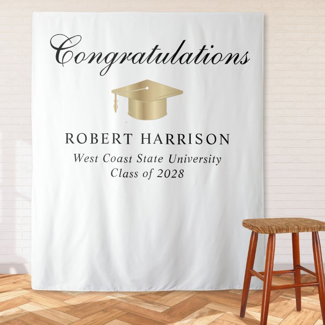 Tapete De Parede Boas-vindas ao Elegante Dourado Boné Formando Whit (Criador carregado)