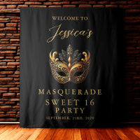 Boas-vindas ao Masquerade Black Gold Sweet 16 Birt