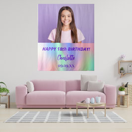 Tapete De Parede Boas-vindas de aniversário holográfico personaliza