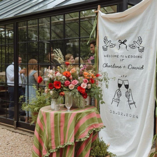 Tapete De Parede Boas-vindas de casamento rabiscado à mão (Criador carregado)