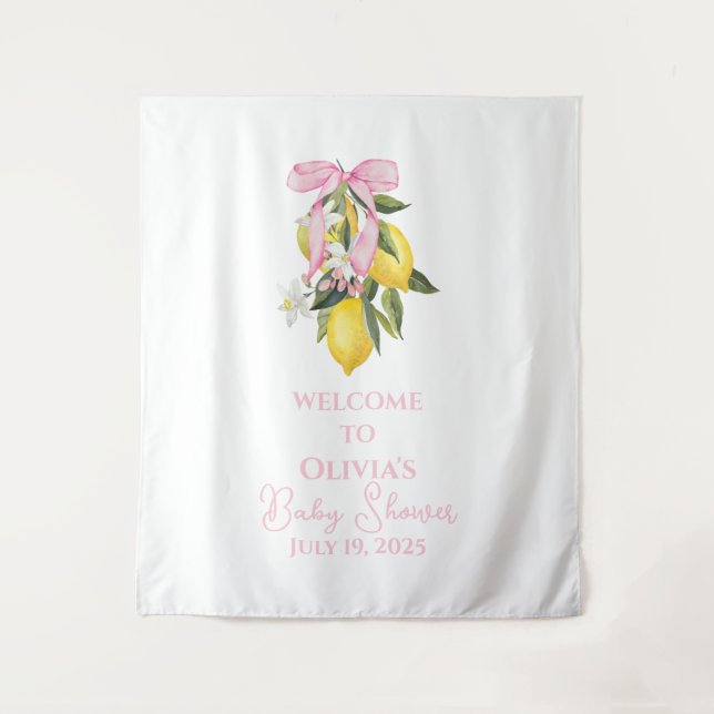 Tapete De Parede Boas-vindas do chá de bebê Coquette elegante com l (Frente)