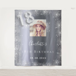 Tapete De Parede Boas-vindas em pó prateado para fotos de 18º anive
