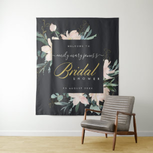 TAPETE DE PAREDE BOAS-VINDAS PARA CHÁ DE NOIVA COM AQUITARELA FLORA