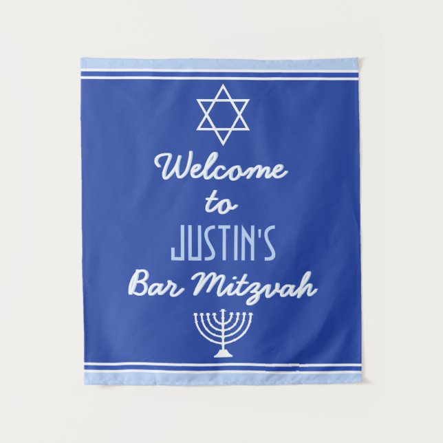 Tapete De Parede Boas-vindas personalizadas para o Bar Mitzvah (Frente)