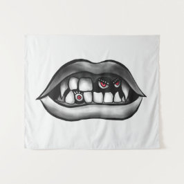 Tapete De Parede Boca Vampira Com Presas E Criaturas Mau