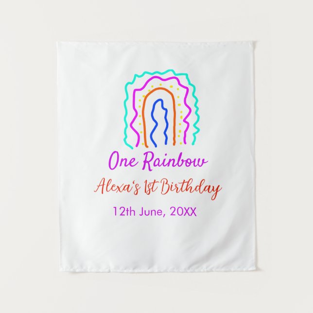Tapete De Parede Boho Arco-íris um aniversário crianças brilhante r (Frente)