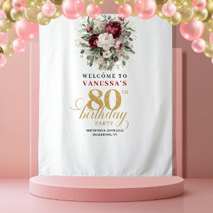 Tapete De Parede Boho Blush Burgundy Fundo de Cena para 80º Anivers
