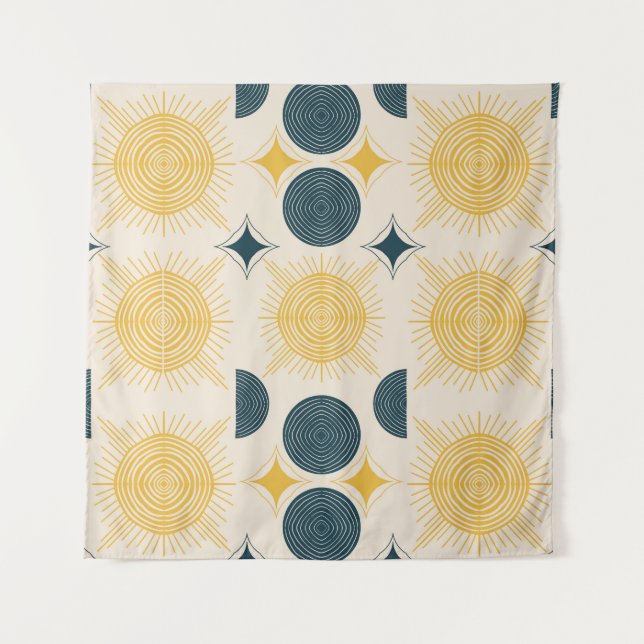 Tapete De Parede Boho Celestial Sun Moon Patterno (Frente)