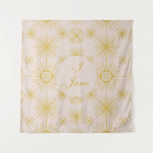 Tapete De Parede Boho Celestial Sun Stars Personalizada Ivory (Frente)