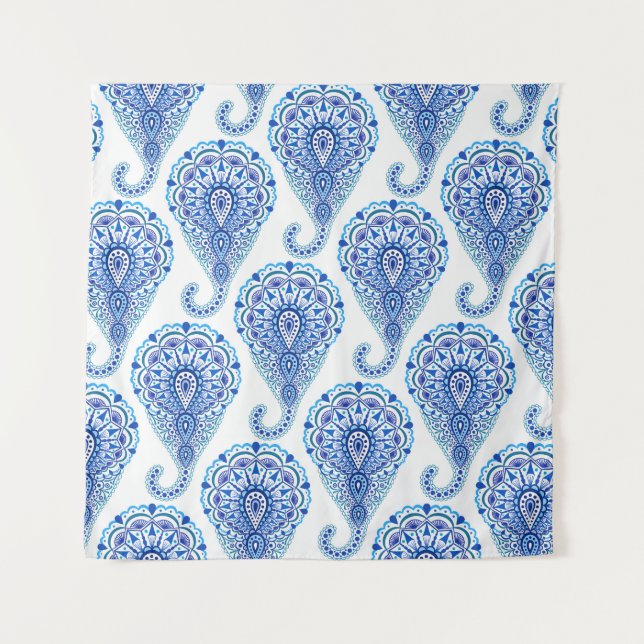 Tapete De Parede Boho Chic Paisley Seamless Oriental (Frente)