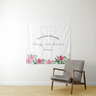 Tapete De Parede Boho Elegante Rosa Lotus Flores Aquarelas