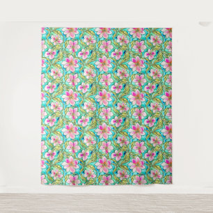 Tapete De Parede Boho Floral Art Nouveau Watercolor Repetir Padrão
