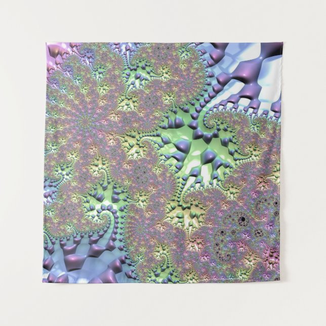 Tapete De Parede Boho Hippie Groovy Shiny Colorful Rainbow Fractal (Frente)