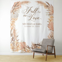 Boho Pampas White Pumpkin backdrop fall banner 