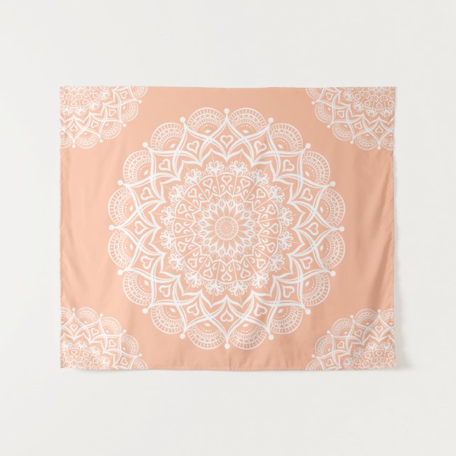 Tapete De Parede Boho Peach Mandala (Frente (Horizontal))