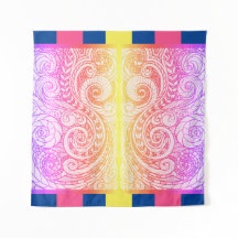 Boho Rainbow Doodle Wall Tapestra