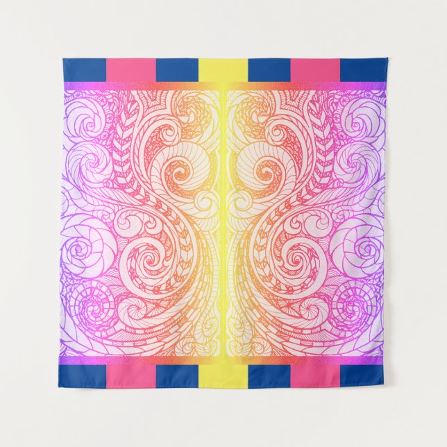Tapete De Parede Boho Rainbow Doodle Wall Tapestra (Frente)