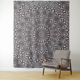 Tapete De Parede Boho Silver Vintage Reiki Yoga Mandala Backdrop