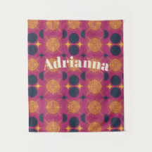 Boho Sun Moon Stars Rosa Azul Amarelo