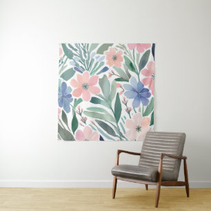 Tapete De Parede Boho Wildflower Watercolor Floral Pastel Wall