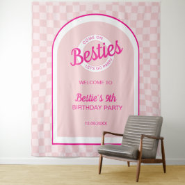 Tapete De Parede Boneca Retro Rosa Deixa Festa Aniversário
