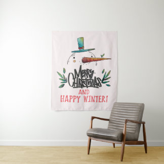 Tapete De Parede Boneco de Neve Desenhado à Mão Artístico Feliz Nat