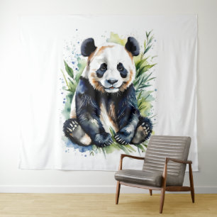 Tapete De Parede Bonita Watercolor Panda Bear