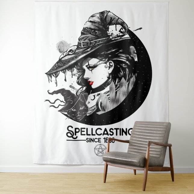 Tapete De Parede Bonito Bruxa e Gato Negro Wicca Spellcasting (In Situ)