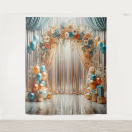 Tapete De Parede Bonito Teal e Laranja Arca Floral do Balão